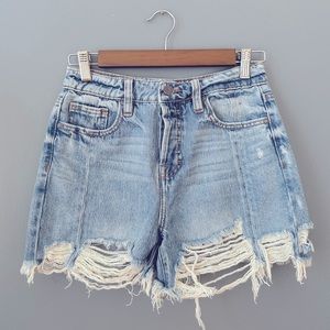 HIDDEN High waisted distressed jeans shorts